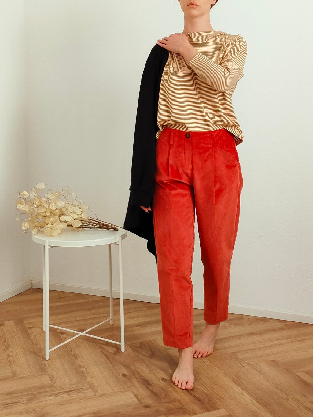 Bonnie pantalone velluto corallo