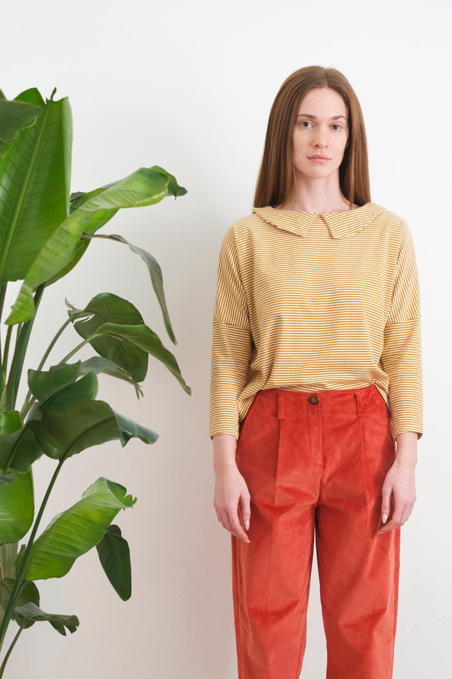 Bonnie pantalone velluto corallo