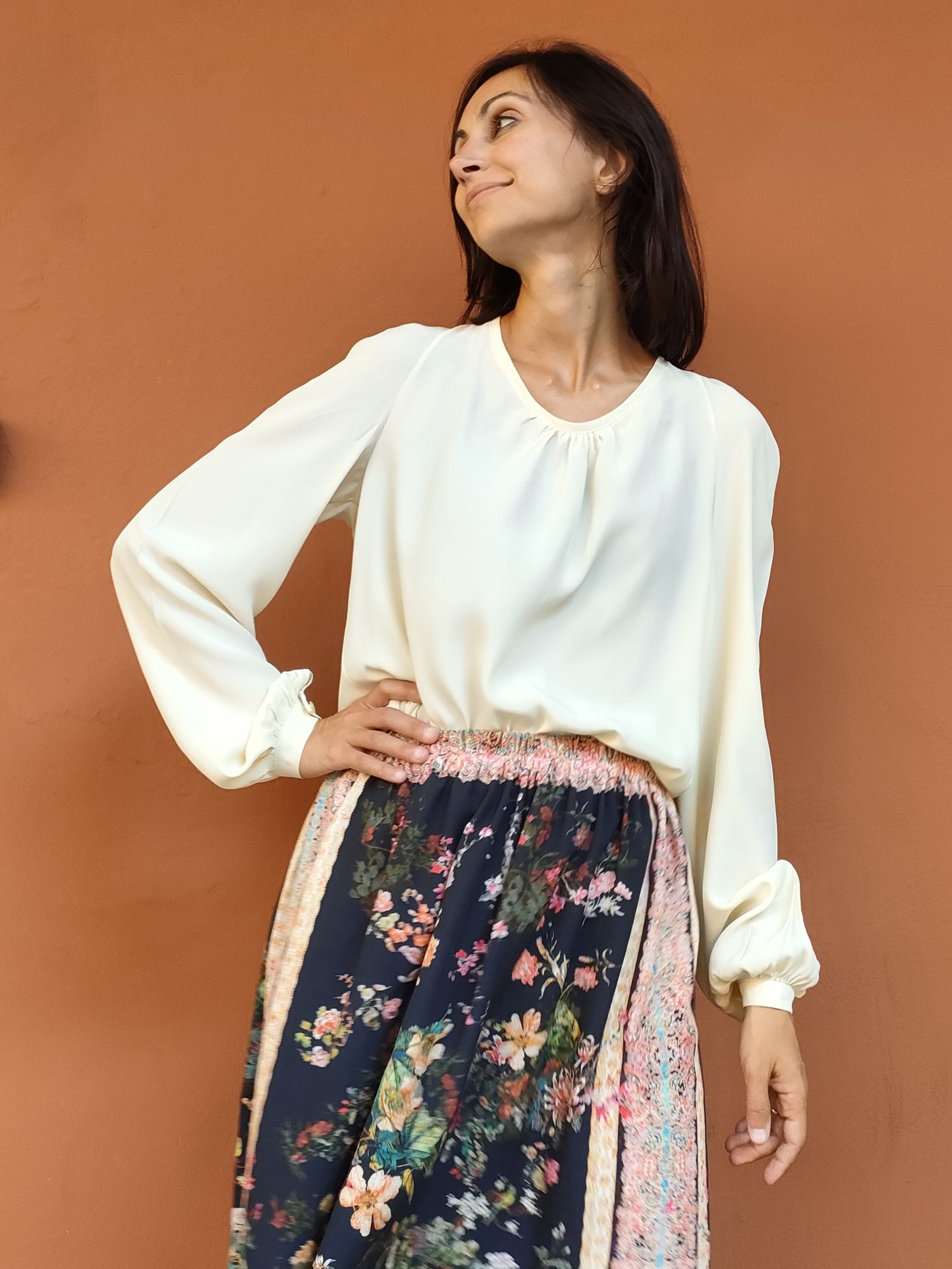 Blusa Rossella in seta crema