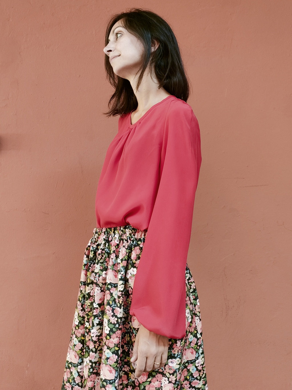 Blusa Rossella in seta rossa