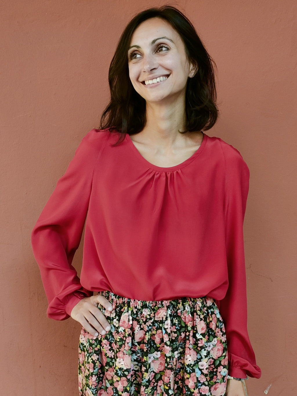 Blusa Rossella in seta rossa