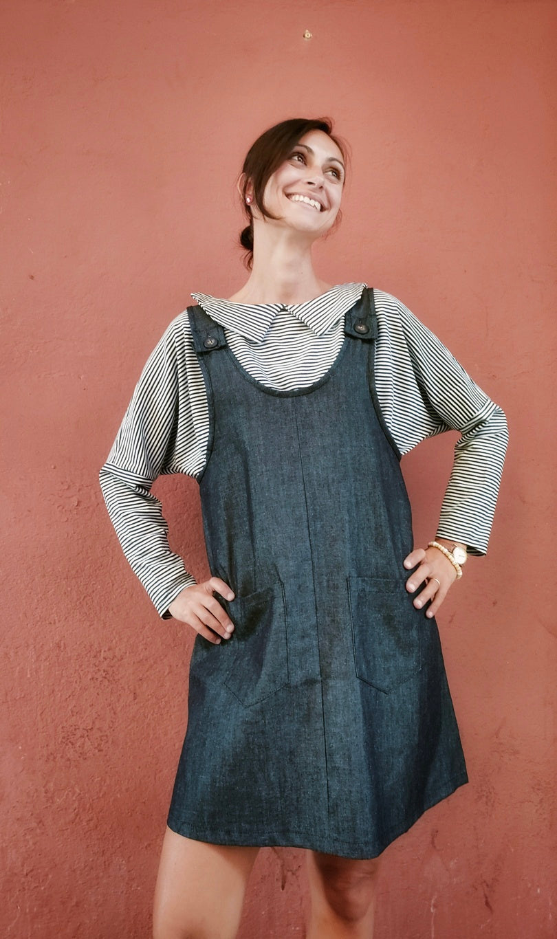 Salopette Anne denim grigio scuro