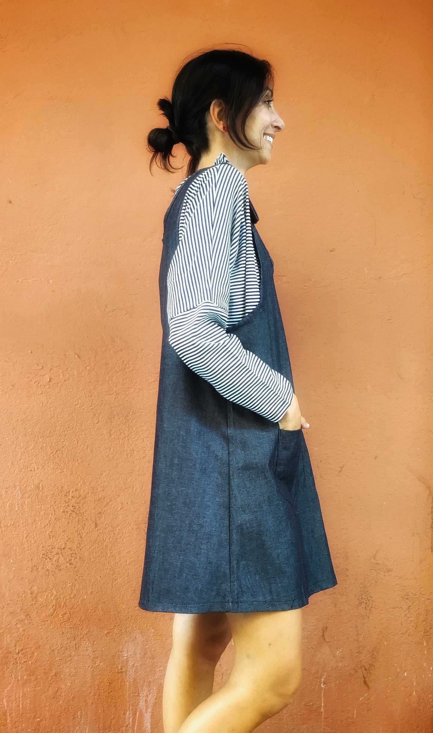 Salopette Anne denim grigio scuro