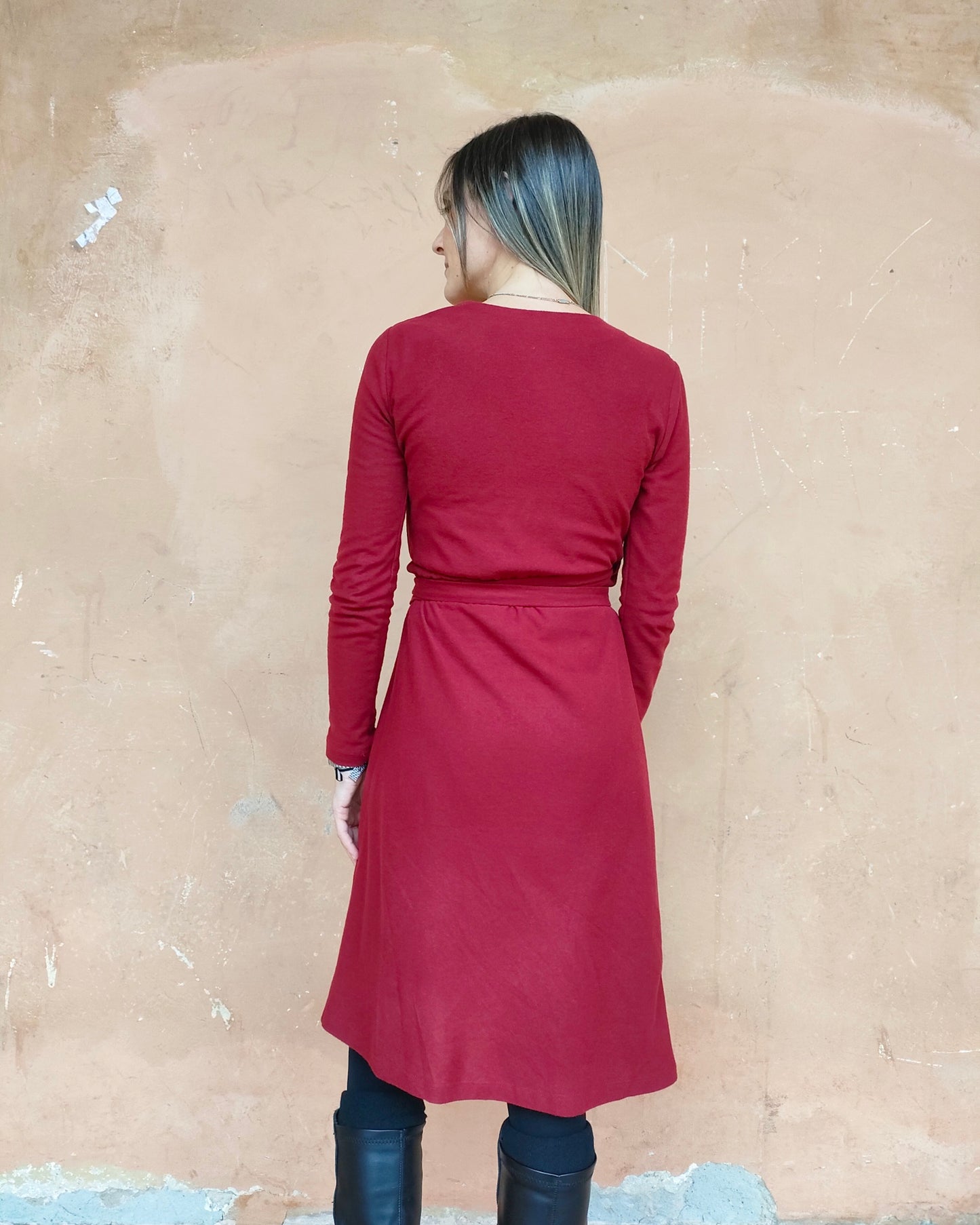 Abito Portafoglio in maglia rosso