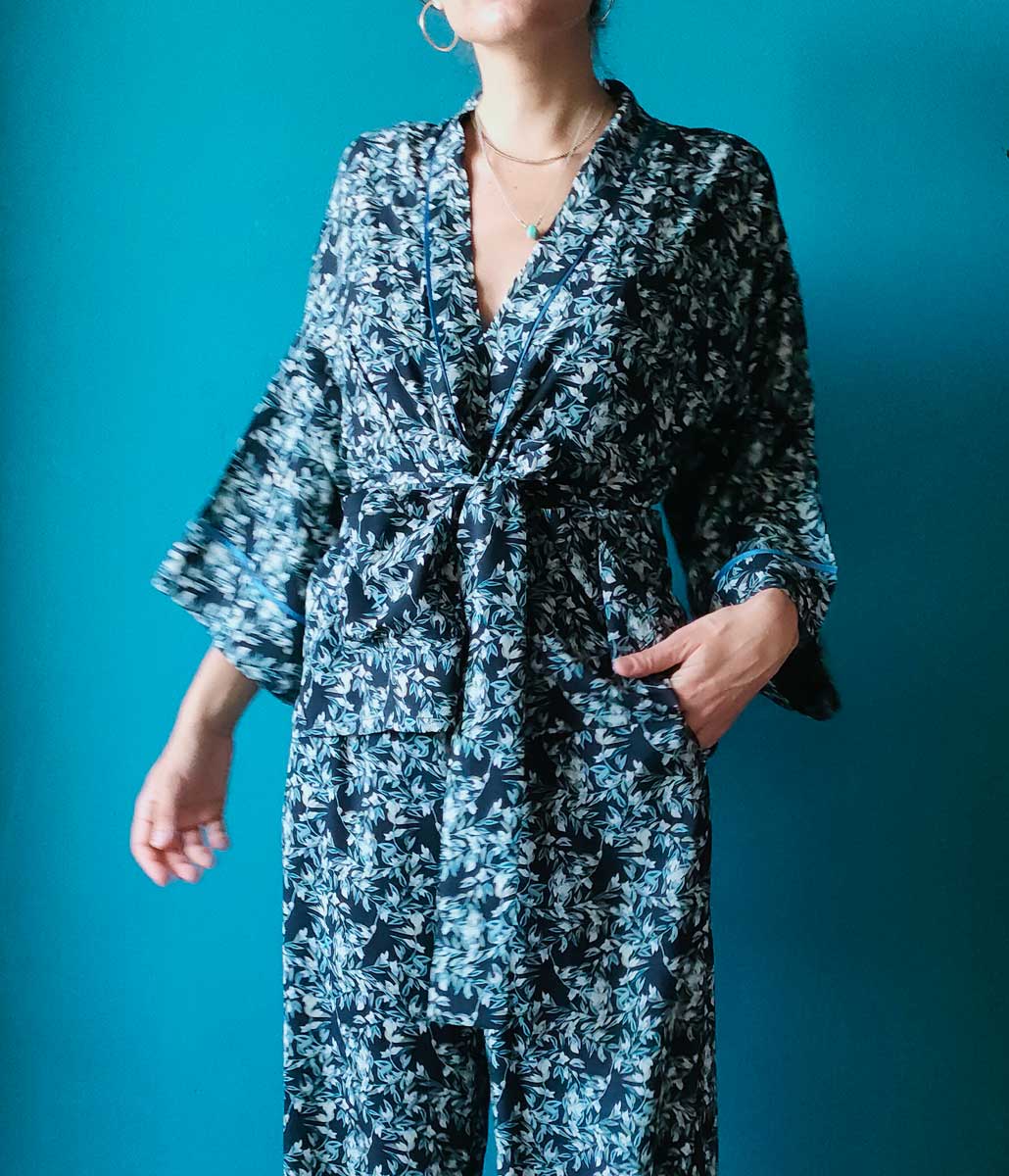 Giacca kimono in viscosa fantasia