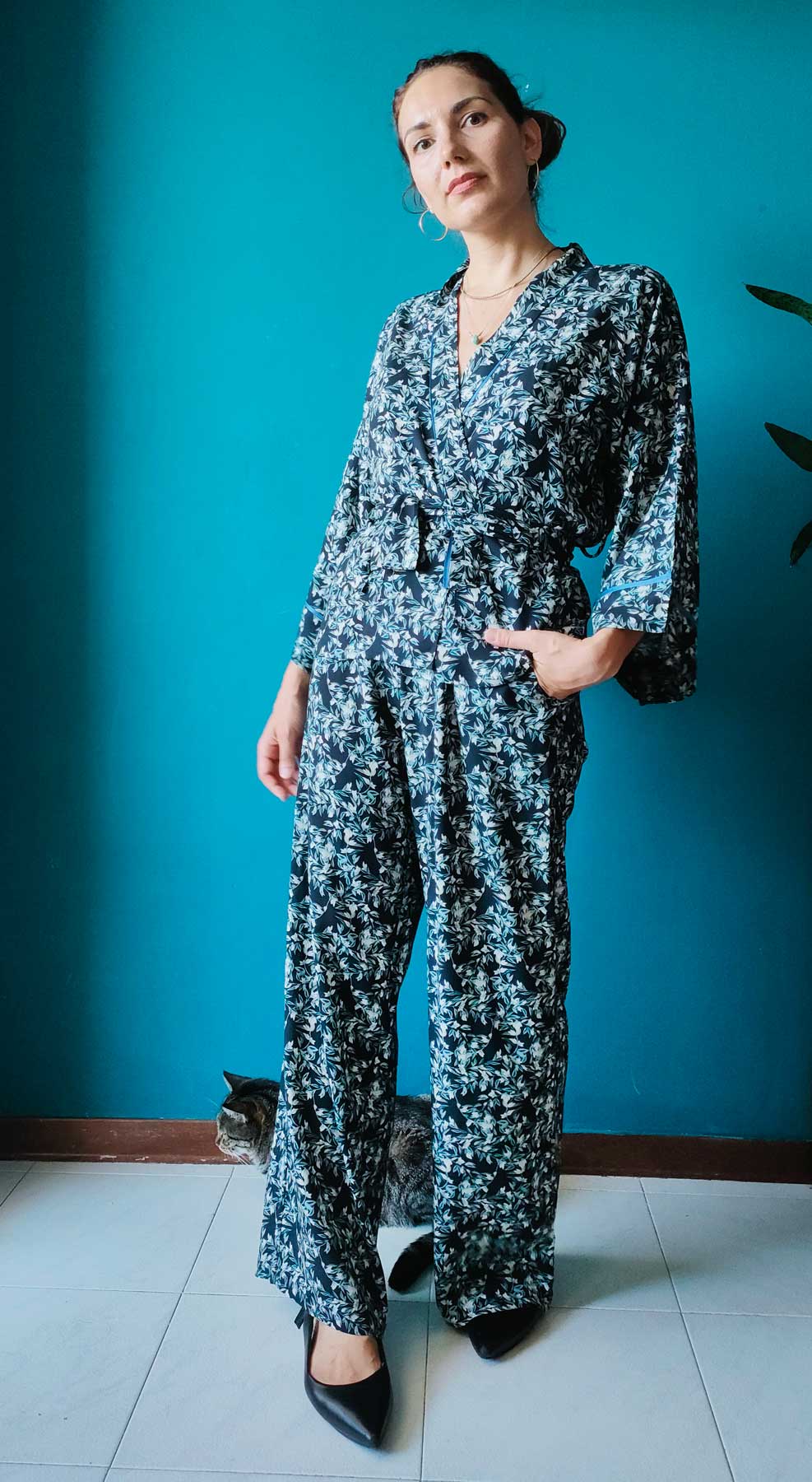Completo con Kimono e Sayuri in viscosa fantasia