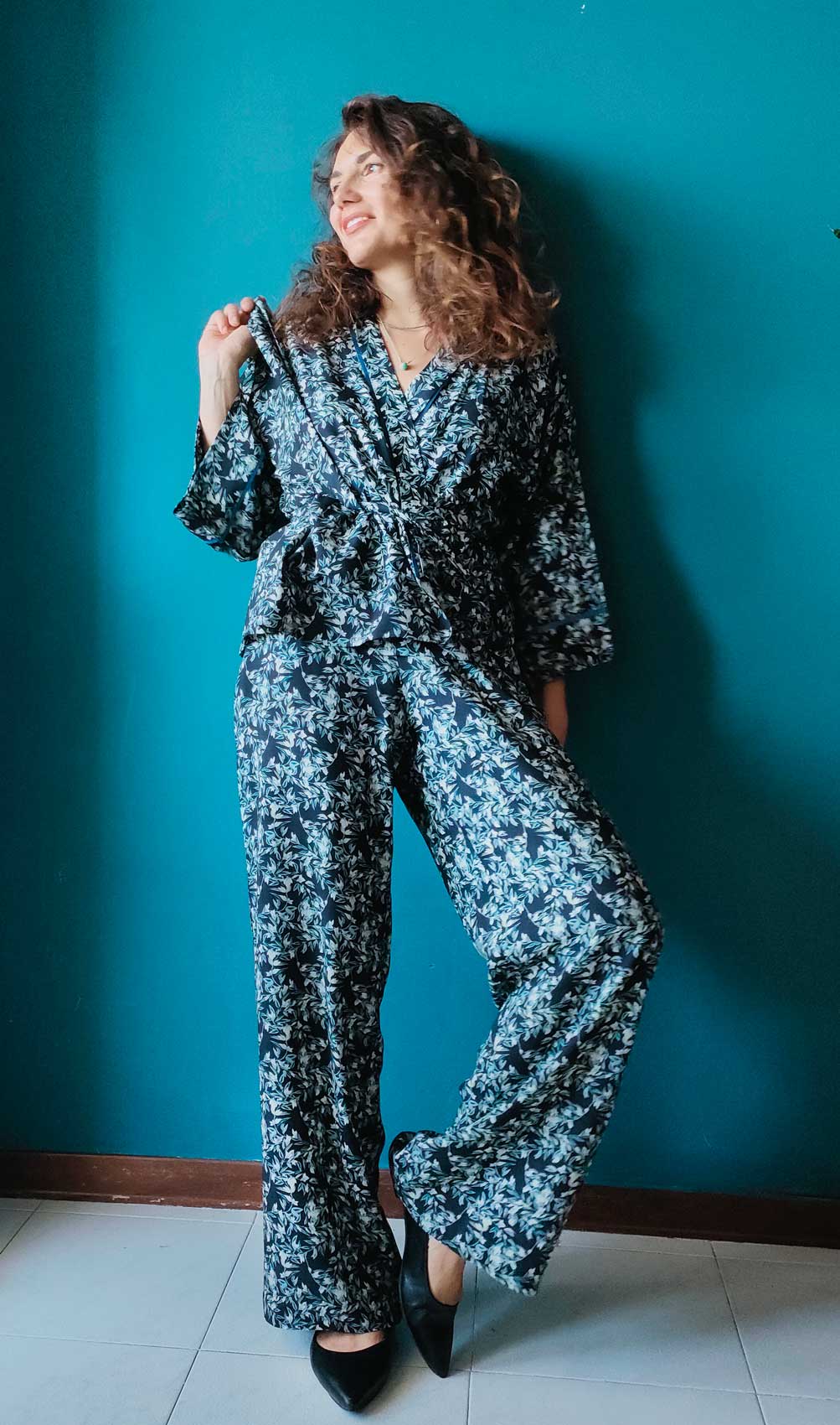 Completo con Kimono e Sayuri in viscosa fantasia