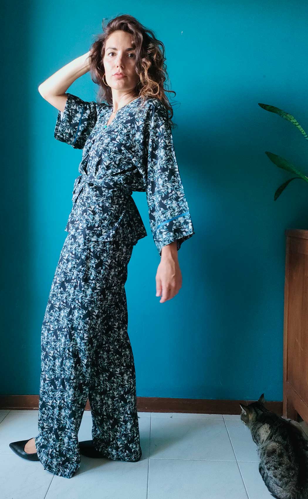Completo con Kimono e Sayuri in viscosa fantasia