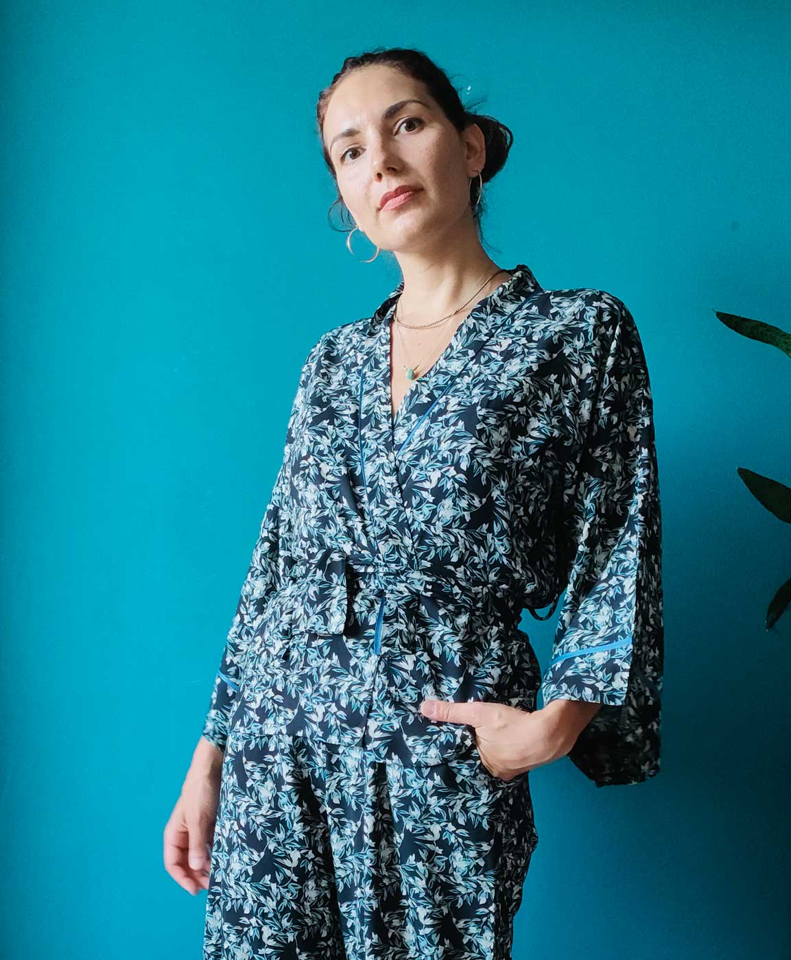 Giacca kimono in viscosa fantasia