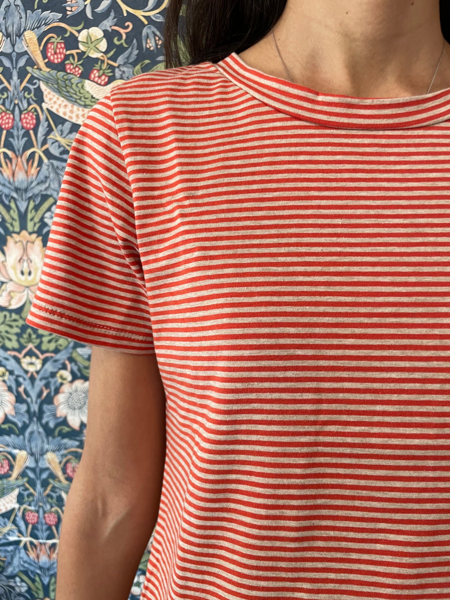 Tshirt righine arancio in viscosa