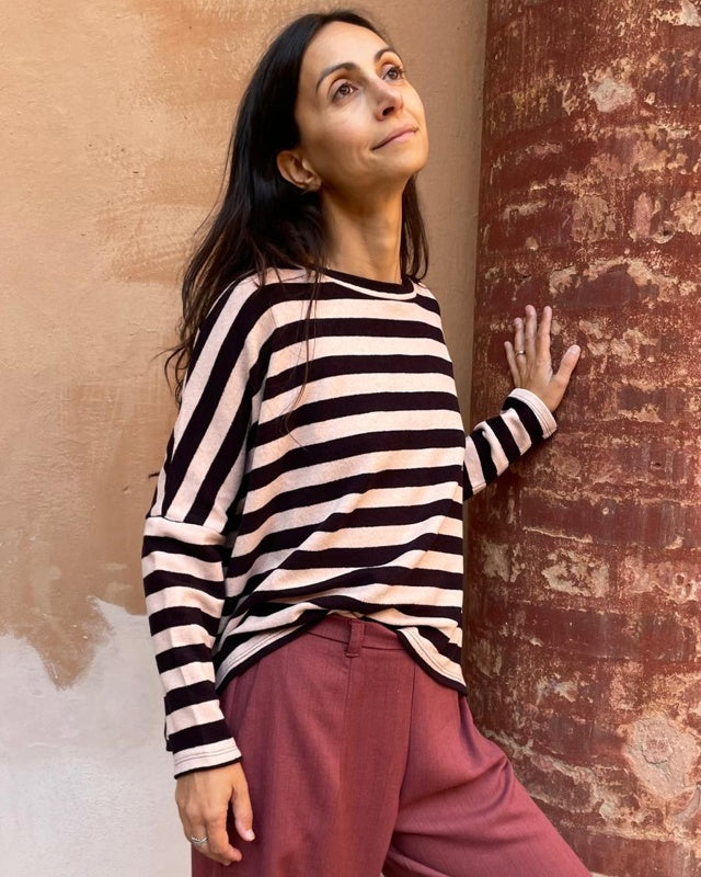 Maglia Ayaka cipria e mascara caldo cotone