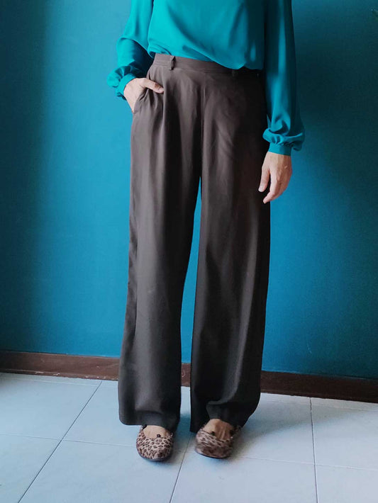 Pantalone Sayuri in seta marrone