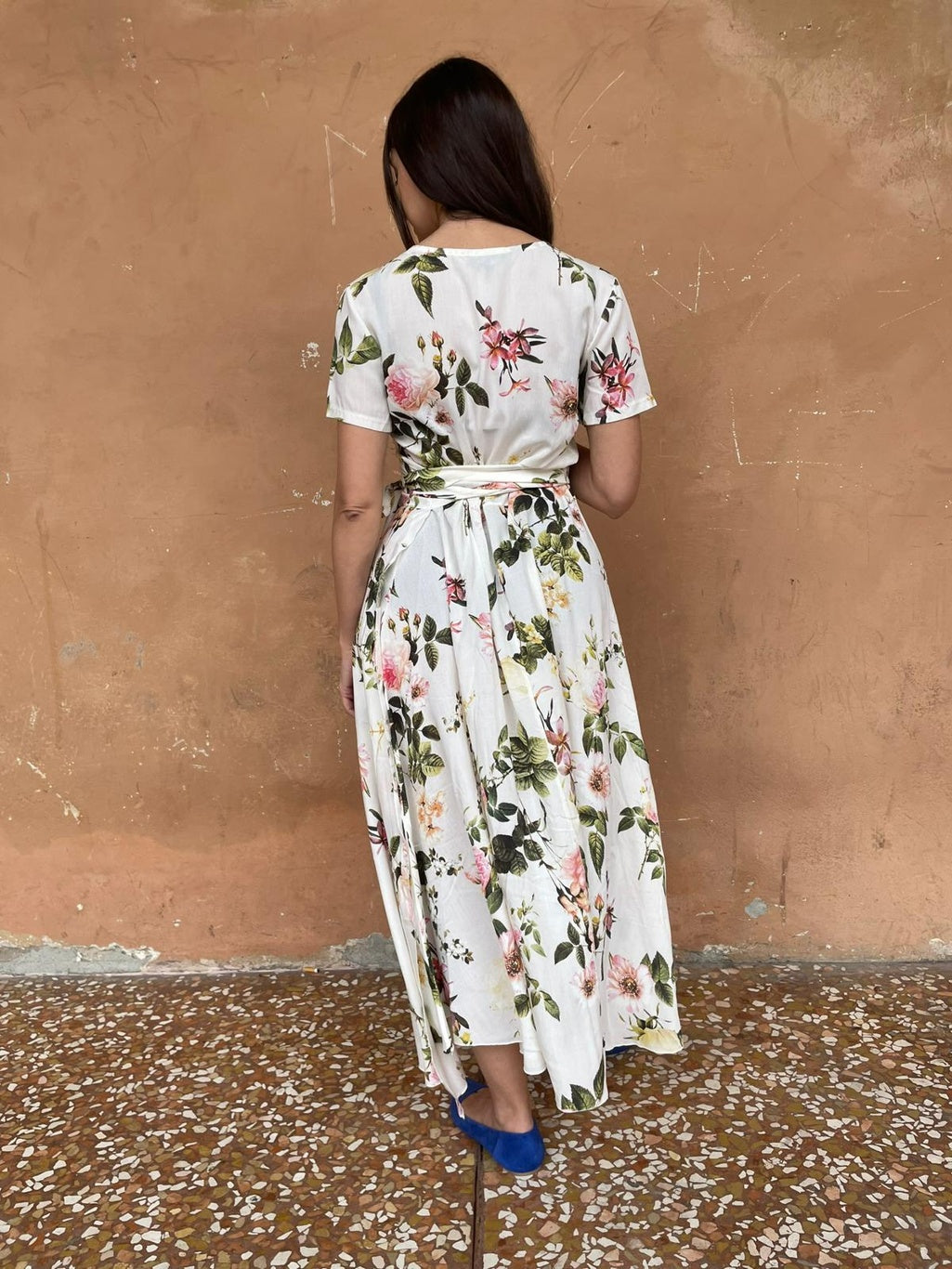 Abito portafoglio Dorothy viscosa fantasia fiori