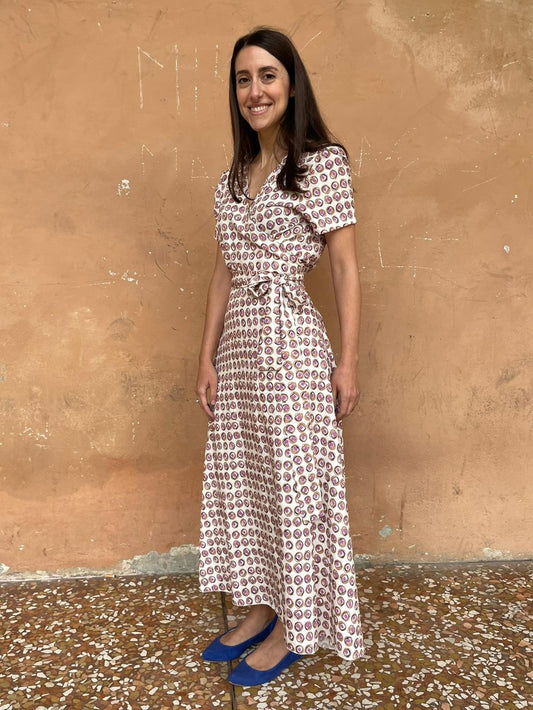 Abito portafoglio Dorothy viscosa fantasia pois