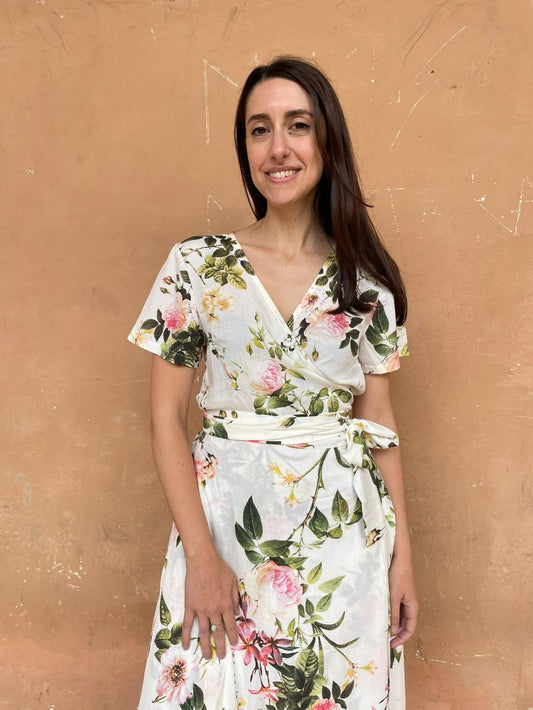 Abito portafoglio Dorothy viscosa fantasia fiori