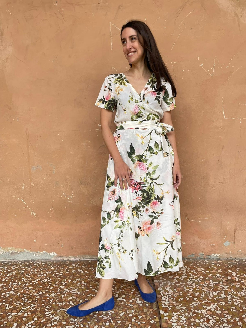 Abito portafoglio Dorothy viscosa fantasia fiori