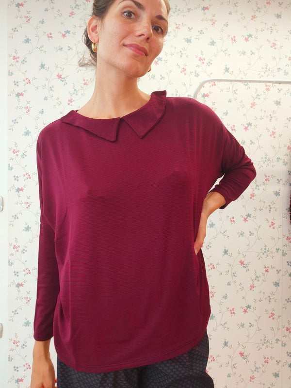 Maglia Candy righine bordeaux e blu