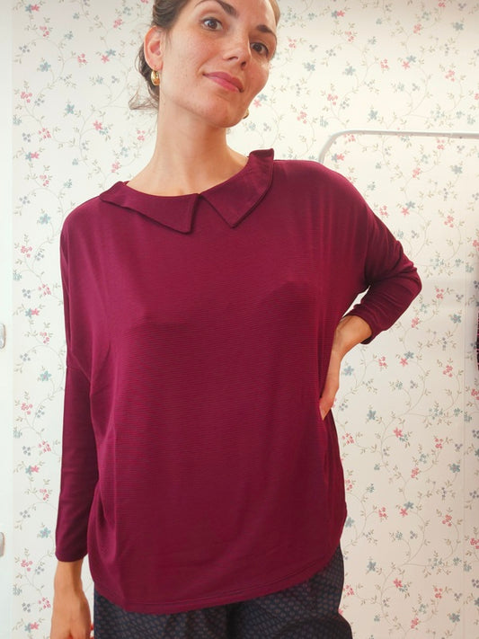 Maglia Candy righine bordeaux e blu