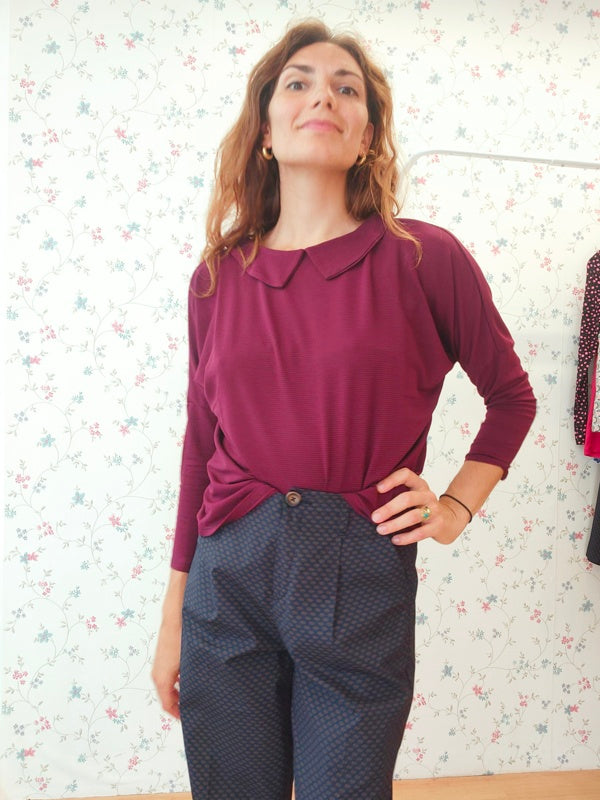 Maglia Candy righine bordeaux e blu