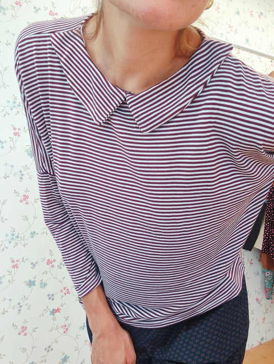 Maglia Candy righe bordeaux e panna