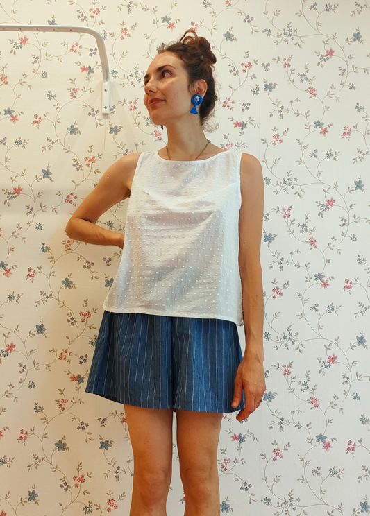 Canotta Audrey in cotone plumetis bianco