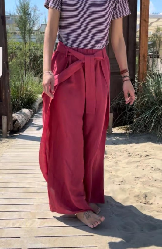 Pantalone Chandra lino corallo