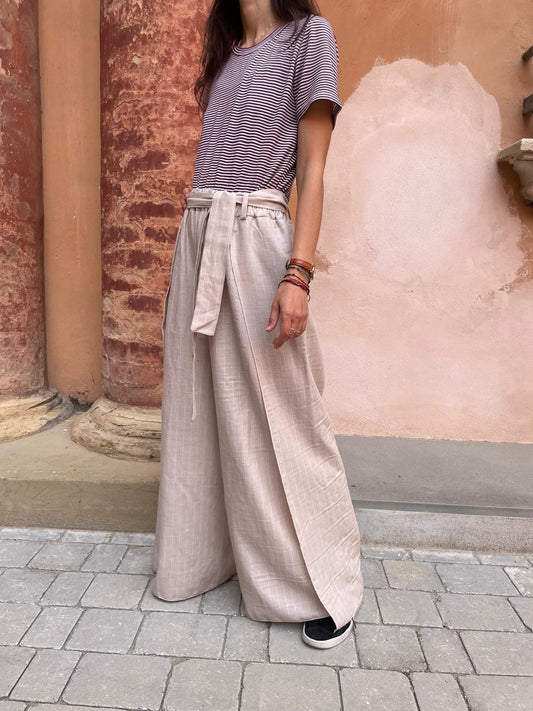 Pantalone Chandra lino gessato