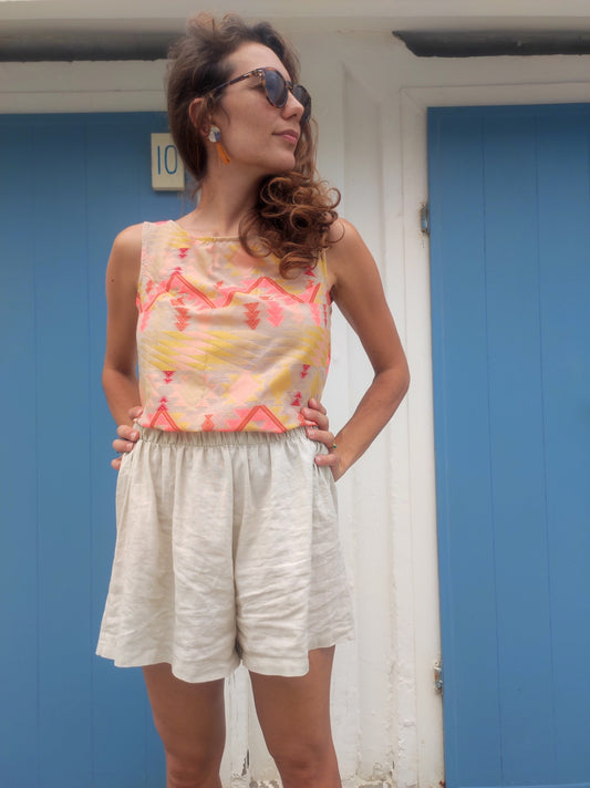 Canotta Audrey in seta fantasia Jacquard