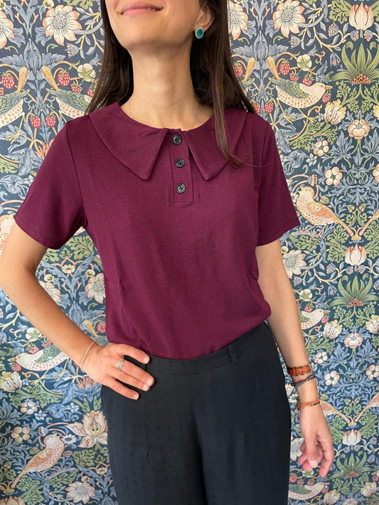 Rainbow Polo con colletto a righine blu e bordeaux