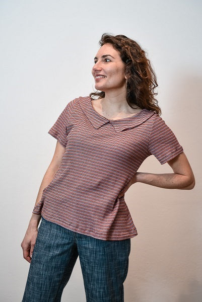 Rossana - T-shirt con colletto righe